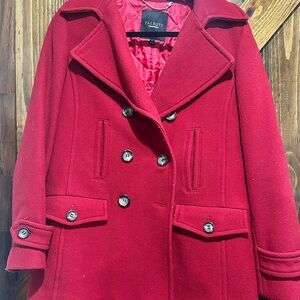 Talbots Red Wool Pea Coat Double-Breasted Style